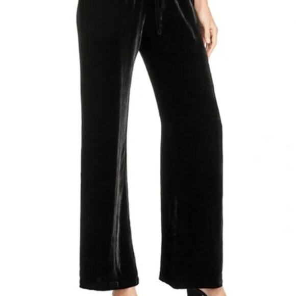 Bella Dahl Black Velvet Flutter Sleeve Wide Leg Jumpsuit Sz Small - Picture 3 of 13